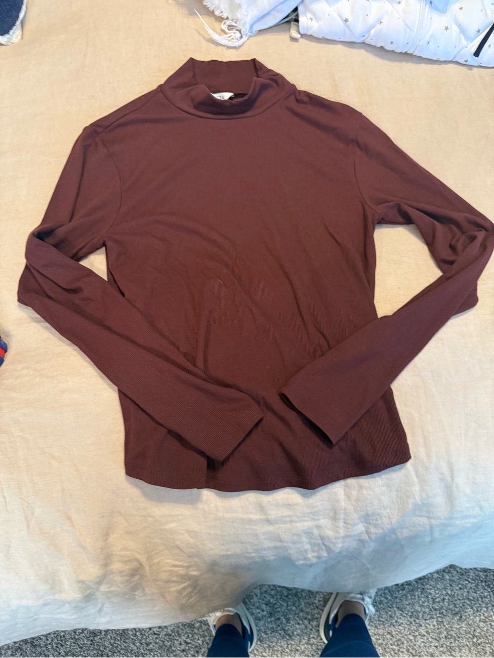 Athleta Ribbed Mock Neck Top - Wine